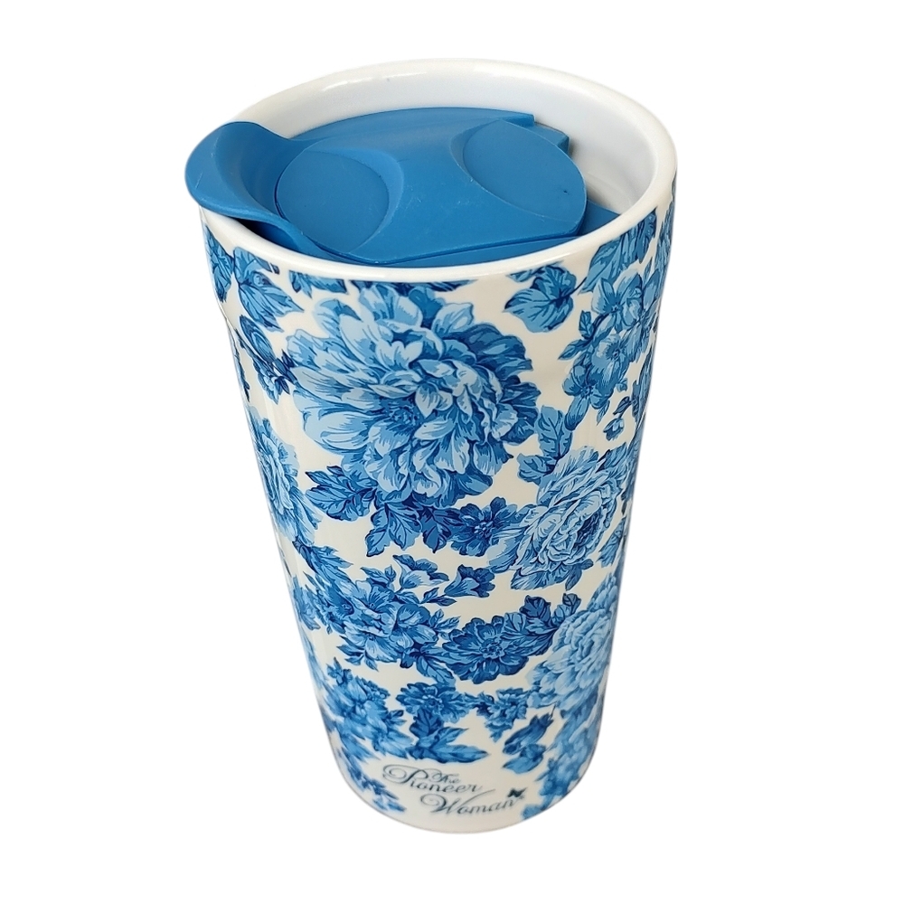 Rare The Pioneer Woman Heritage Floral Ceramic Travel Mug